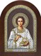 Икона Святой Пантелеймон Целитель серебряная на дереве 243325 - фото 23068