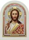 Икона в подарок Спаситель Благословляющий Пантократор на белом дереве серебряная с эмалью и позолотой 243602 - фото 23806