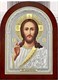 Подарочная освященная икона Спас Благословляющий на дереве серебряная позолоченная 243618 - фото 23855