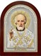 Икона серебряная Николай Чудотворец на дереве позолоченная 243652