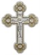 Распятие серебряное на белом дереве с позолотой 243706