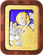 Икона Святой Александр Невский князь серебряная с позолотой и цветной эмалью на дереве 253189