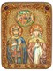 Подарочная икона Петр и Февронья на мореном дубе 20х15 20138 - фото 32840