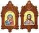 Рукописная пара подарочных икон Казанская икона Божией Матери и Господь Вседержитель на кипарисе 20х15 20328 - фото 33030