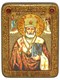 Подарочная икона Святитель Николай, архиепископ Мир Ликийский (Мирликийский), чудотворец на мореном дубе 20х15 20362