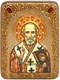 Подарочная икона Святитель Николай, архиепископ Мир Ликийский (Мирликийский), чудотворец на мореном дубе 20х15 20399
