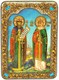 Аналойная икона Петр и Февронья на мореном дубе 29х21 20697 - фото 33399