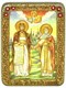 Подарочная икона Петр и Февронья на мореном дубе 20х15 21105 - фото 33807