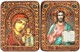 Венчальная пара подарочных икон Казанская икона Божией Матери и Господь Вседержитель на мореном дубе 20х15 20699