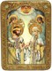 Аналойная икона Петр и Февронья на мореном дубе 29х21 20761