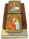 Венчальная пара подарочных икон Казанская икона Божией Матери и Господь Вседержитель на мореном дубе 20х15 20789