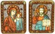 Венчальная пара подарочных икон Казанская икона Божией Матери и Господь Вседержитель на мореном дубе 20х15 20789