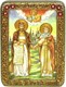 Подарочная икона Петр и Февронья на мореном дубе 20х15 21105