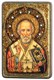 Настольная икона Святитель Николай, архиепископ Мир Ликийский (Мирликийский), чудотворец на мореном дубе 15х10 20158