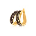 Серьги-полукольца из серебра «Меандр» (золочение), черные Fil3.65з-144 - фото 78528