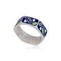 Многогранное кольцо из серебра «Спас-на-крови», синее с колокольчиками, горячая эмаль Fil61.124-184