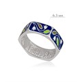 Многогранное кольцо из серебра «Спас-на-крови», синее с колокольчиками, горячая эмаль Fil61.124-184