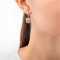 Серебряные серьги «Маска кошка», салатные Fil31.288-463