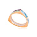 Кольцо из серебра «Орнамент» (золочение), треугольное, 3 орнамента Fil61.186з-568