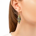 Серебряные серьги «Африканская маска Оконга» (золочение), салатовые Fil31.283спз-607
