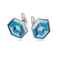 Серебряные запонки «Невозможные фигуры», кубическая абстракция, голубые Fil21.249-664