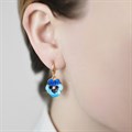 Серьги-подвески «Анютины глазки» (золочение), голубые Fil3.69з-779