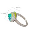 Перстень-спинер серебряный «Спираль», бирюзовый с фианитами Fil61.146к-783