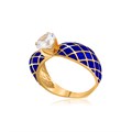 Кольцо из серебра «Сердце» (золочение), синее с фианитами Fil61.139з-836