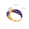 Кольцо из серебра «Сердце» (золочение), синее с фианитами Fil61.139з-836