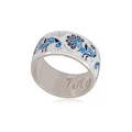 Кольцо из серебра «По зернышку», бело-синее Fil6.92-851