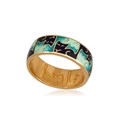 Кольцо из серебра «Котики Инь-Ян» (золочение), зеленое Fil6.59з-880
