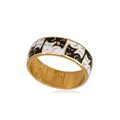 Кольцо из серебра «Котики Инь-Ян» (золочение), черно-белое Fil6.59з-881