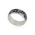 Кольцо из серебра «Клематис», фиолетово-зеленое Fil6.27-891
