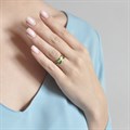 Кольцо из серебра «Ирисы» (золочение), зеленое Fil6.46з-898