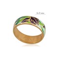 Кольцо из серебра «Ирисы» (золочение), зеленое Fil6.46з-898
