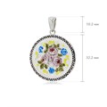 Подвеска из серебра круглая «Жостовский букет» (эмаль), белая Fil7.24э-1029