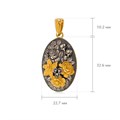 Подвеска из серебра овальная «Жостово» (золочение), золотые цветы Fil7.23з-1077