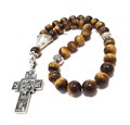 Четки ювелирные из тигрового глаза с крестом "Икона "Спас в силах" 52307