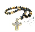 Четки ювелирные из соколиного глаза с серебряным крестом "Иисусова молитва" 52312