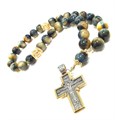 Четки ювелирные из соколиного глаза с серебряным крестом "Иисусова молитва" 52312