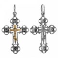Крест серебро/золото, с корундами, Золотые купола, 1.68 гр. 225211