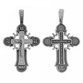 Крест серебрянный, Чернение (оксидирование), с корундами, Да воскреснет Бог..., коллекция "Иваново", 5.84 гр. 225516