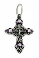Крест серебрянный, Чернение (оксидирование), с корундами, Спаси и сохрани, Светоч, 1.26 гр. 226032