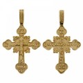 Крест серебрянный, Позолота красная 585*, с корундами, Спаси и сохрани, 2.19 гр. ПР.К.000050