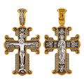 Крест серебрянный, Позолота желтая 999*, с корундами, Валаамская Божья Матерь, коллекция "Санкт-Петербург", 8.13 гр. ПР.К.000083