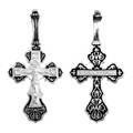 Крест серебрянный, Чернение (оксидирование), с корундами, Спаси и сохрани, коллекция "Санкт-Петербург", 2.15 гр. ПР.К.000311