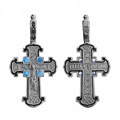Крест серебрянный, Чернение (оксидирование), с корундами, Спаси и сохрани, коллекция "Санкт-Петербург", 1.77 гр. ПР.К.000319