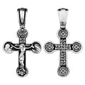 Крест серебрянный, Чернение (оксидирование), с корундами, Кресту твоему поклоняемся, Владыко, коллекция "Санкт-Петербург", 9.10 гр. ПР.К.000329