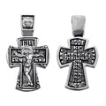 Крест серебрянный, Чернение (оксидирование), с корундами, Кресту твоему поклоняемся, Владыко, коллекция "Санкт-Петербург", 4.10 гр. ПР.К.000331