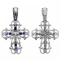 Крест серебрянный, Чернение (оксидирование), с корундами, Спаси и сохрани, коллекция "Санкт-Петербург", 2.83 гр. ПР.К.000334